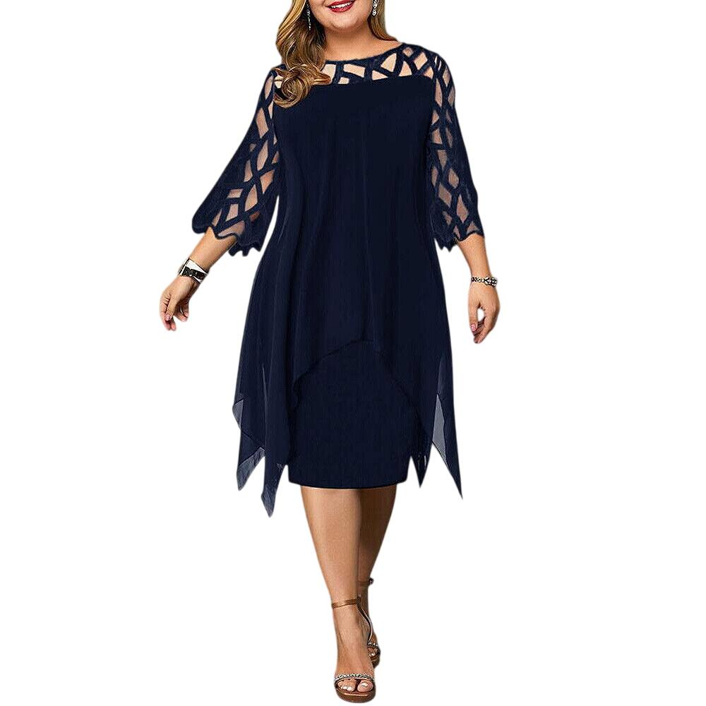 Midi Dress - Layered Hem with Sheer Sleeve Cutouts Guest Dress