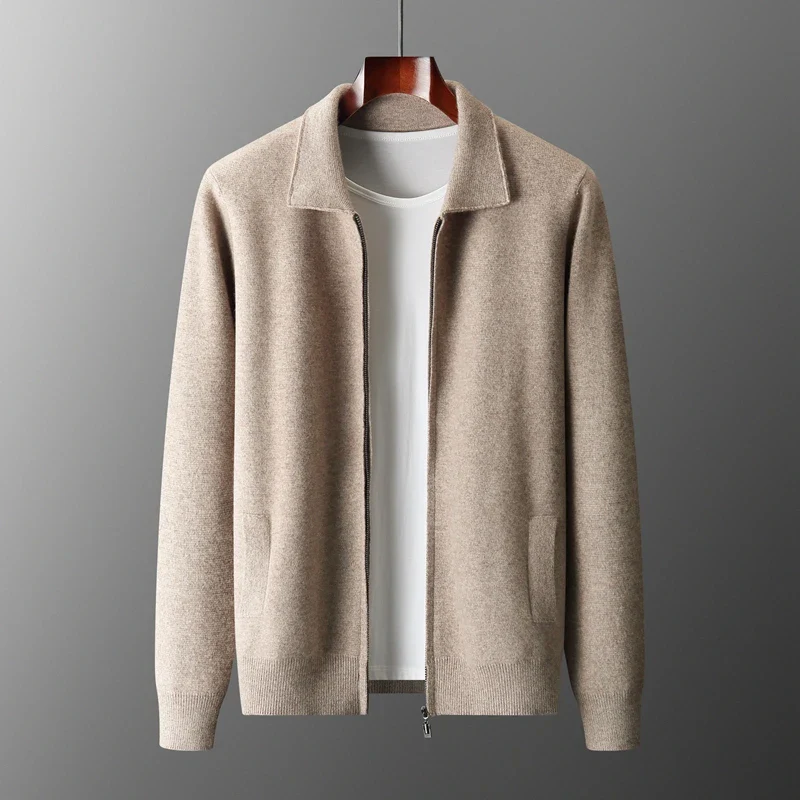 Zip Cardigan - Minimal Collar and Fine Knit Finish
