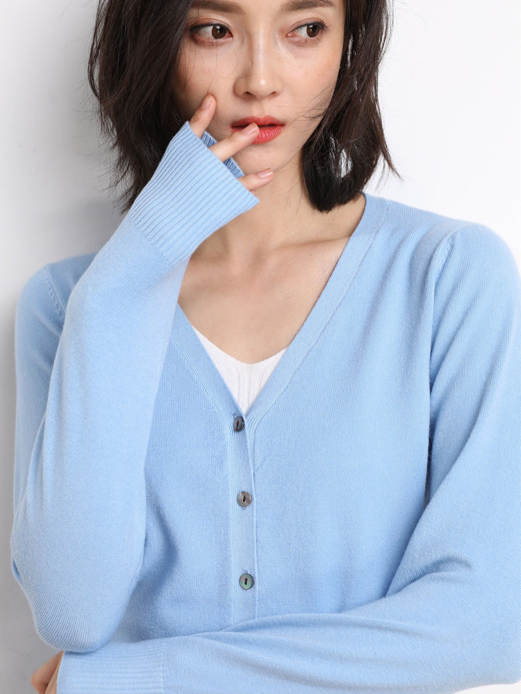 Cardigan - V Neck Button Front Knit