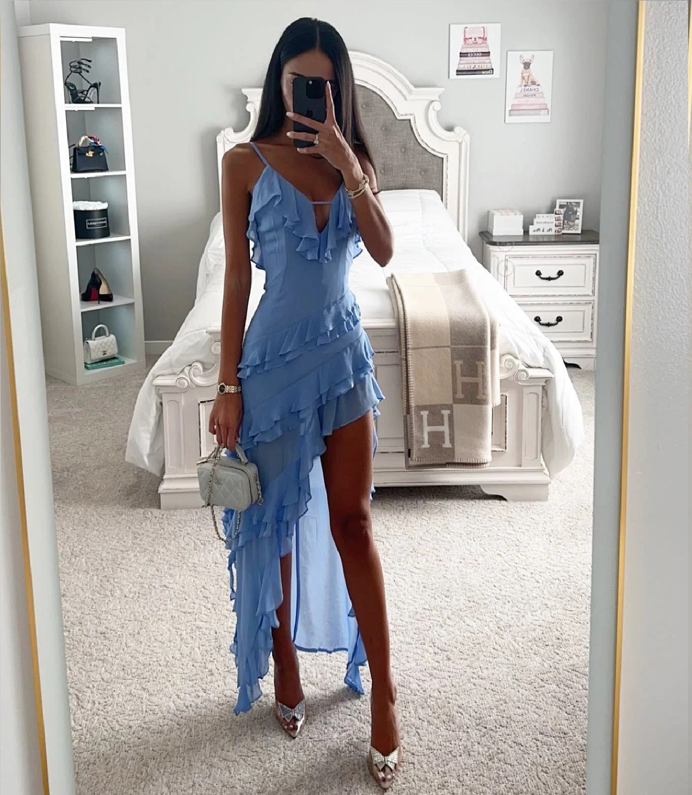 Women's Ruffle Wedding Guest Wrap Maxi Dress